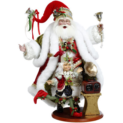 Père Noël et Elf jouant des disques - 23 pouces