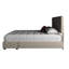 Grand lit tapissier avec 2 tiroirs en tissu beige