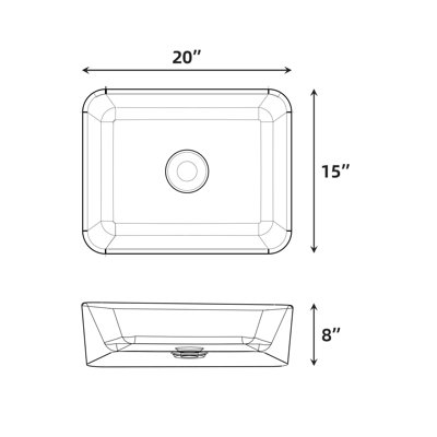 Zstar 15.3'' White Ceramic Rectangular Bathroom Sink