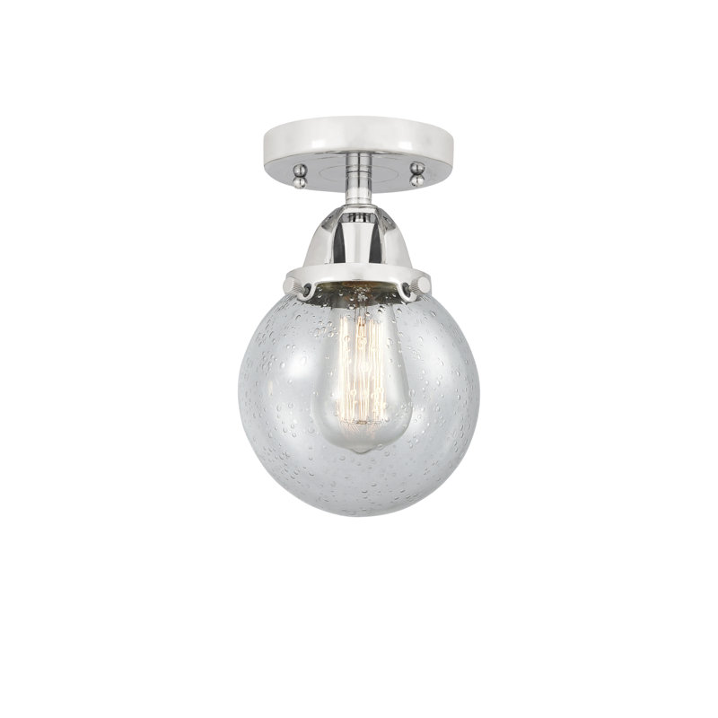 Glass LED Semi Flush Mount, Seedy, 9.25" H x 6" W x 6" D, Polished Chrome