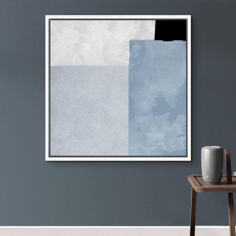 Bleu bébé encadré sur toile, Toile blanche, H 16 po x l 16 po