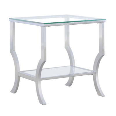 Sleek, Square Glass End Table, Cabinets, Shelving Units, Easy To Clean - Finished, Fluid Like Legs,