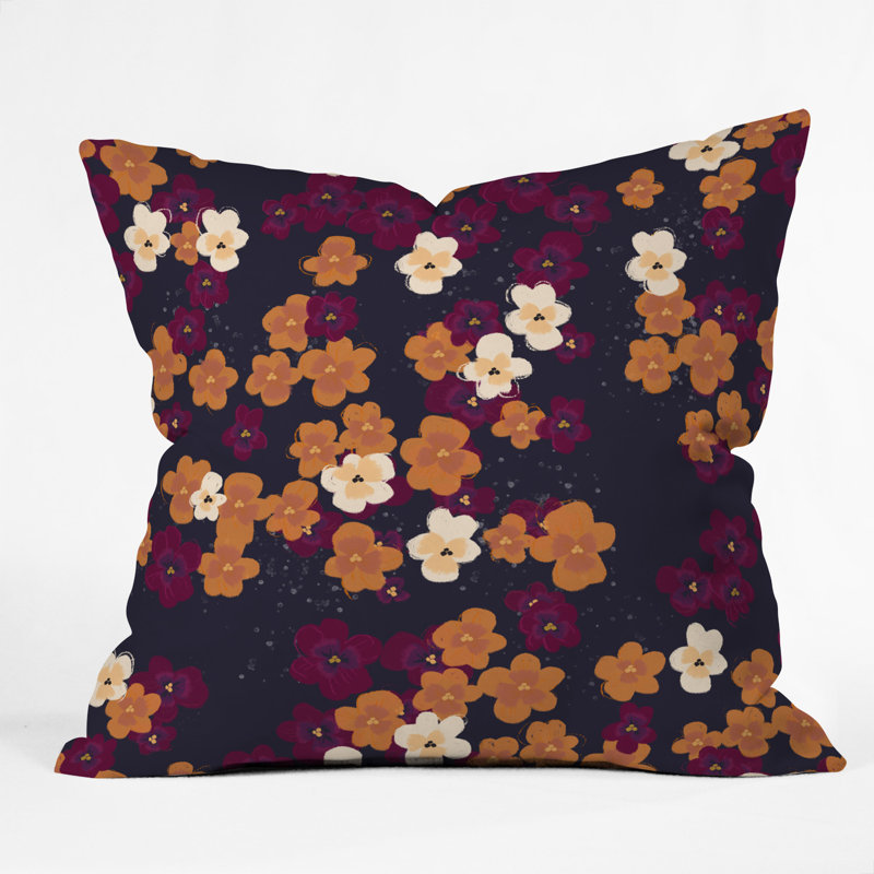 Coussin décoratif fleuris de mini pensées, 18 po x 18 po