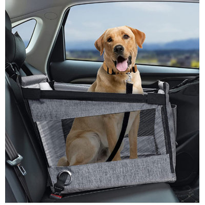 Dog Car Seats For Large Dogs Pet Car Booster Seat Travel Carrier Cage With Belt -  Costyle, ye110572-BK