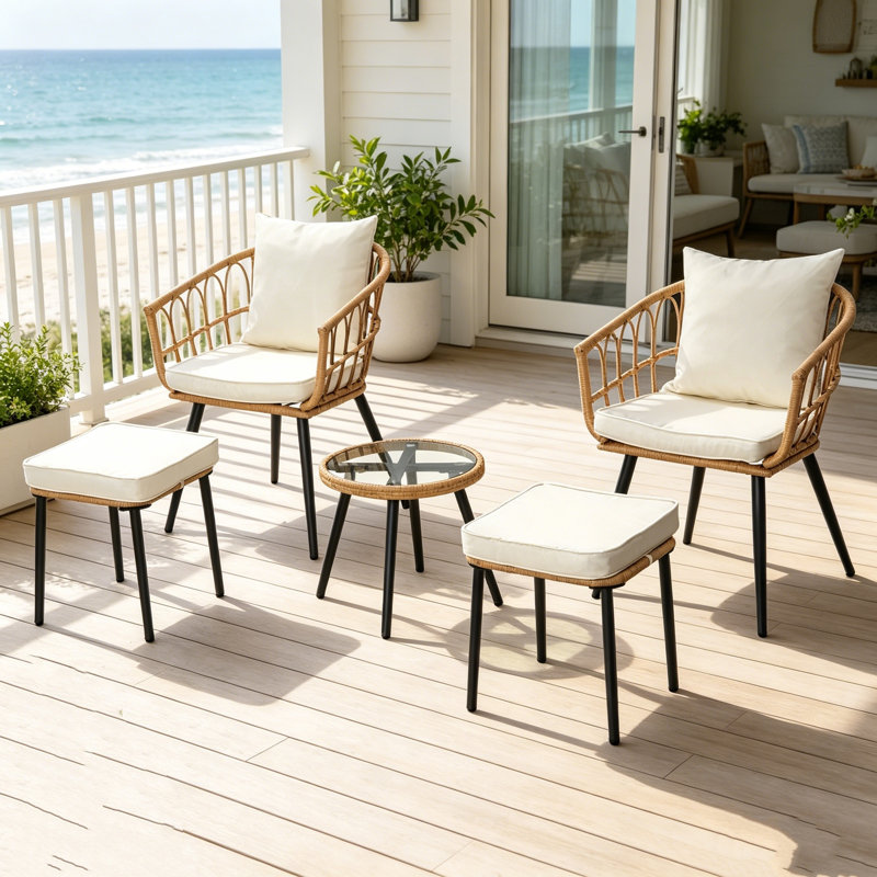 Ensemble de conversation pour patio pour 2 personnes avec coussins