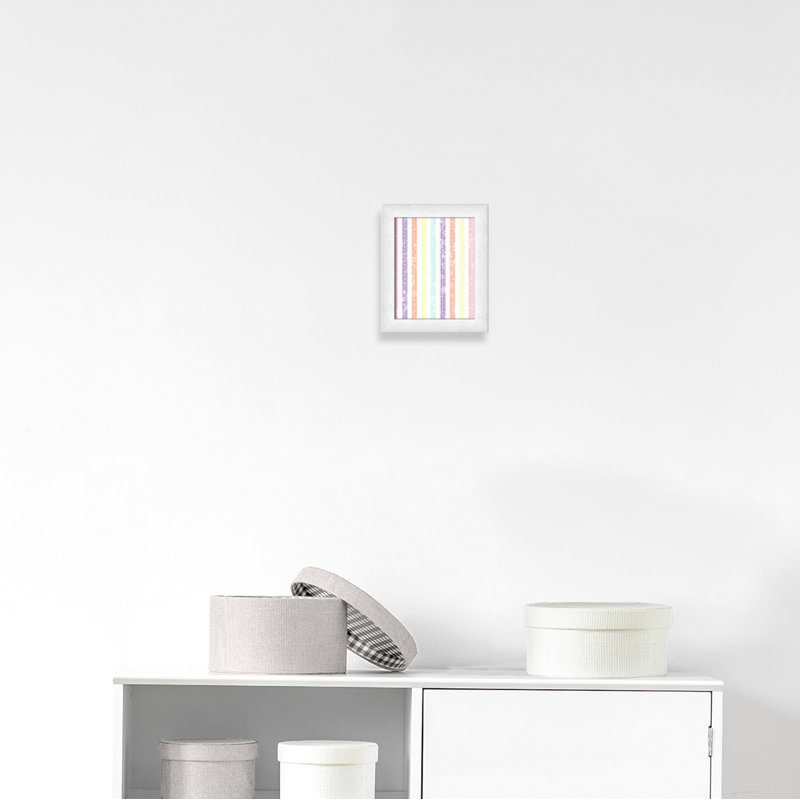 Adhésif décoratif Whimsical Stripe, H 12 po x l 10 po x P 0,625 po, Encadré plat à grain de bois blanc