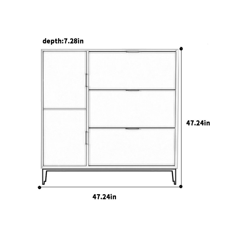 Italian Solid Wood Extremely Narrow Shoe Cabinet 16 Pair Shoe Storage Cabinet, White