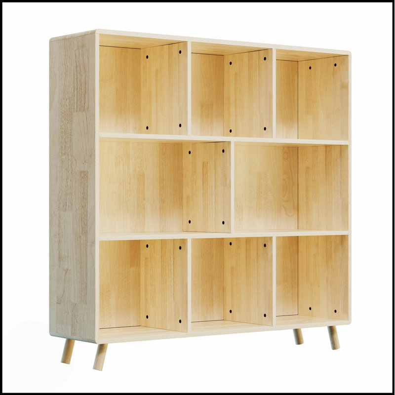 Pine Wood 8-Compartment Storage Cabinet, 44L X 44H Fixed Shelves Organizer For Books, Toys, And Home Décor, Modern Wooden Bookcase, Multi-Compartment Cabinet For Home/Office