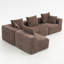 Canapé modulaire modulaire pour le salon, fabrication entièrement en mousse, revêtement brun texturé, ensemble compact compact, assemblage simple, ensemble 111 po x 74 po x 24 po, module de 37 po - brun-611929922