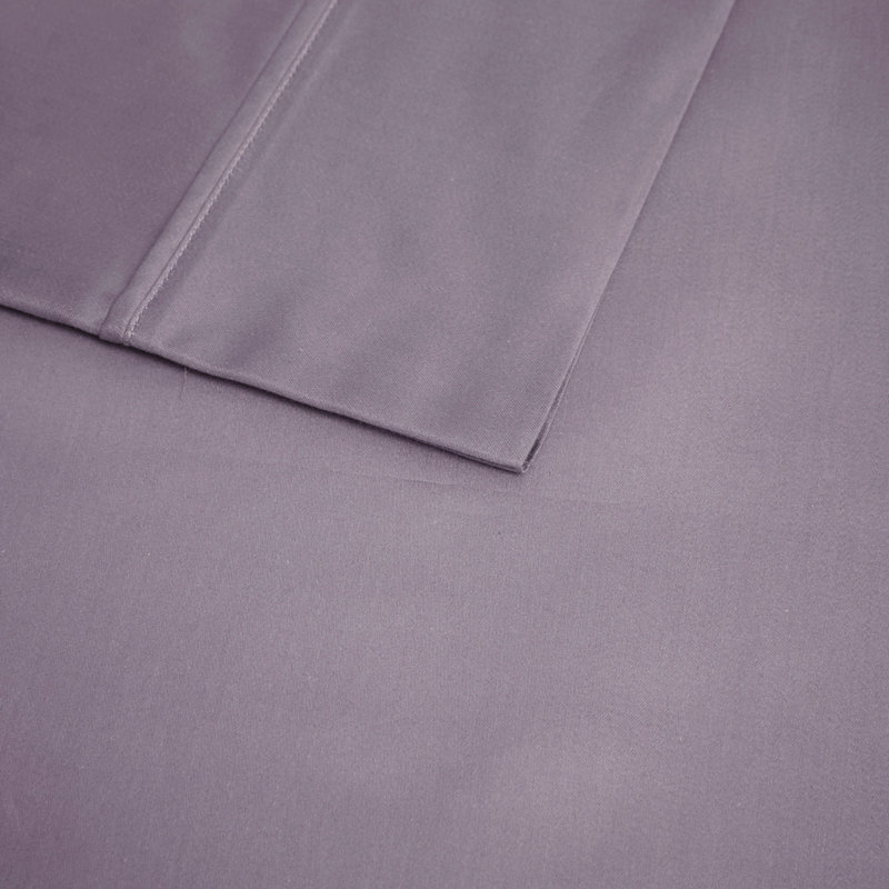 4-Piece Queen Cooling Cotton Blend Sheet Set, Purple