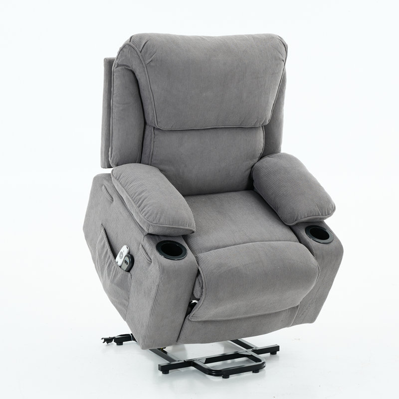 Gray Remote-Controlled Heating and Massage Assistive Recliner for Seniors, Gray