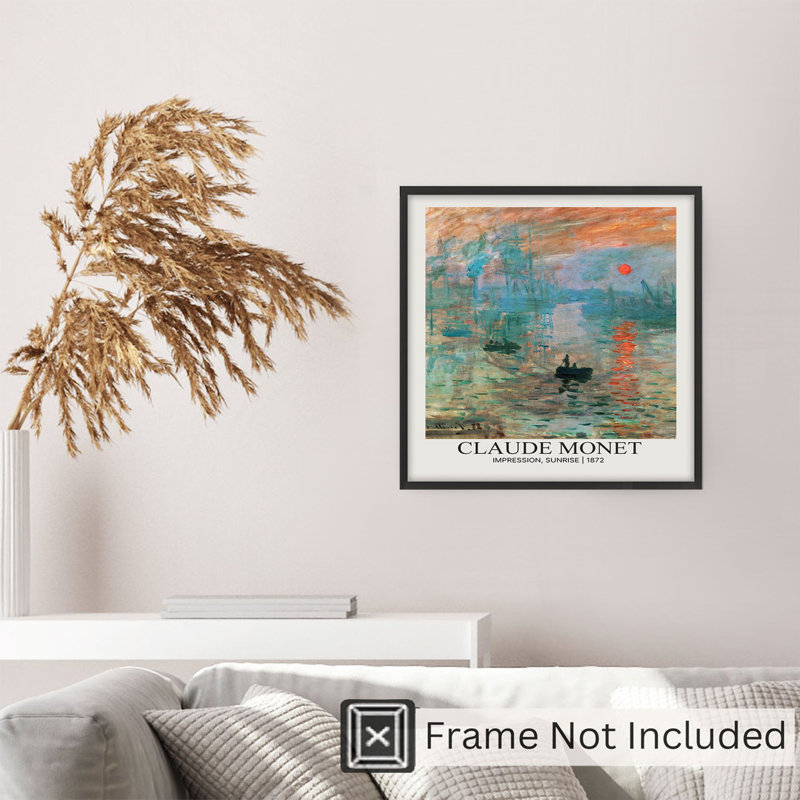 Plage et bord de mer Claude Monet - Impression, lever de soleil, reproduction d'art classique sans cadre, H 24 po x l 24 po