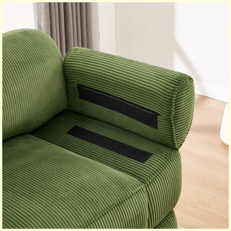 Canapé modulaire en L surdimensionné à 4 places avec repose-pieds Cloud Couch Cloud, coussins épais, velours côtelé respirant, vert
