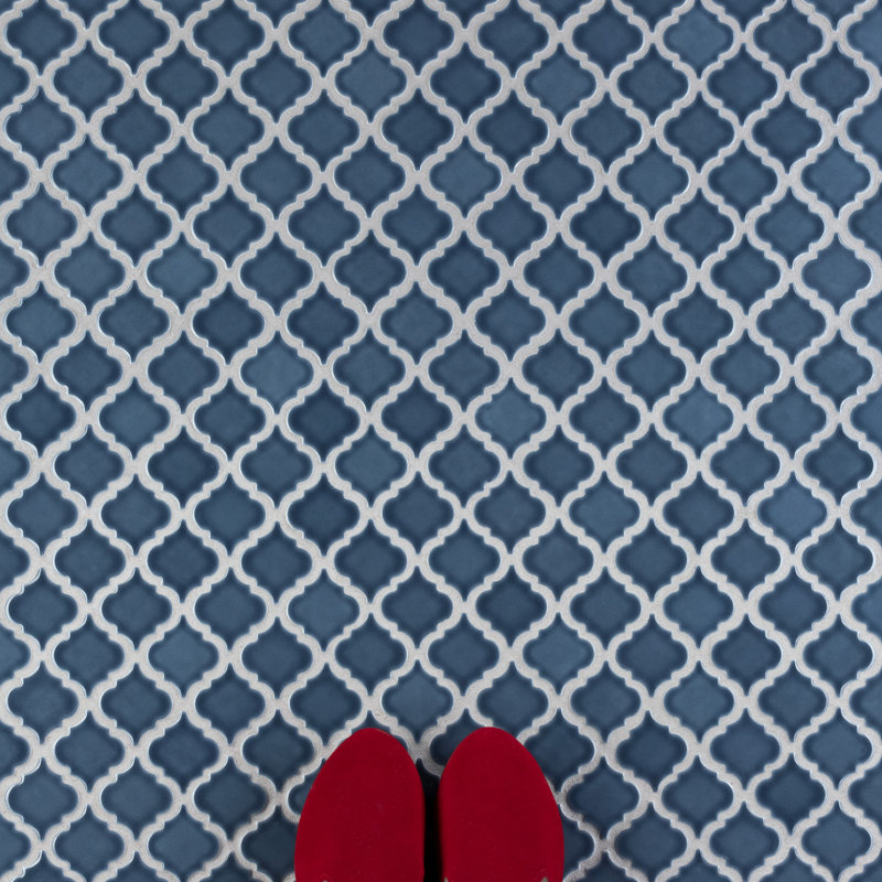 Hudson Tangier 2" x 2" Porcelain Arabesque Mosaic Wall & Floor Tile, Storm Gray