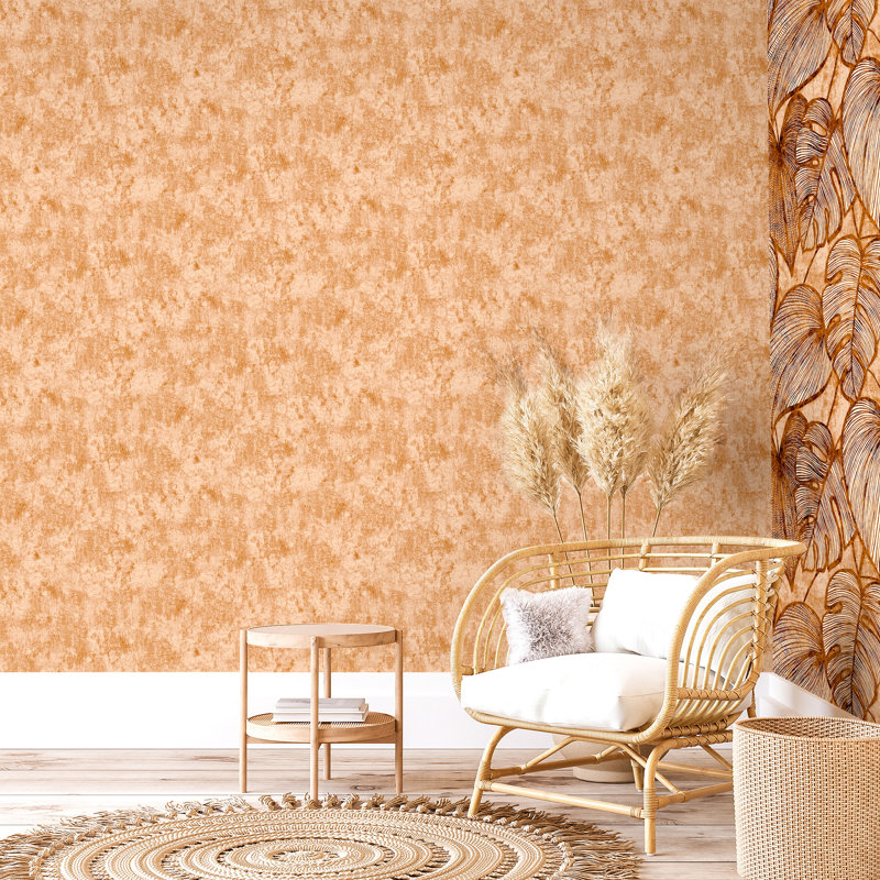 Thaler Shimmery Plain Texture 10.05m x 53cm Wallpaper Roll, Orange