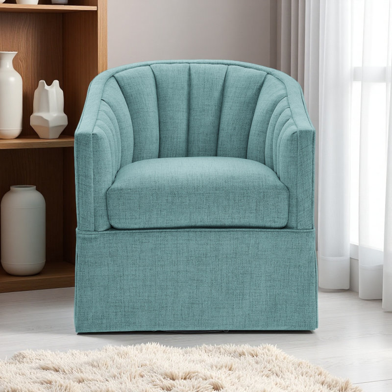 Fauteuil d'appoint pivotant avec jupe Solitude, Bleu clair