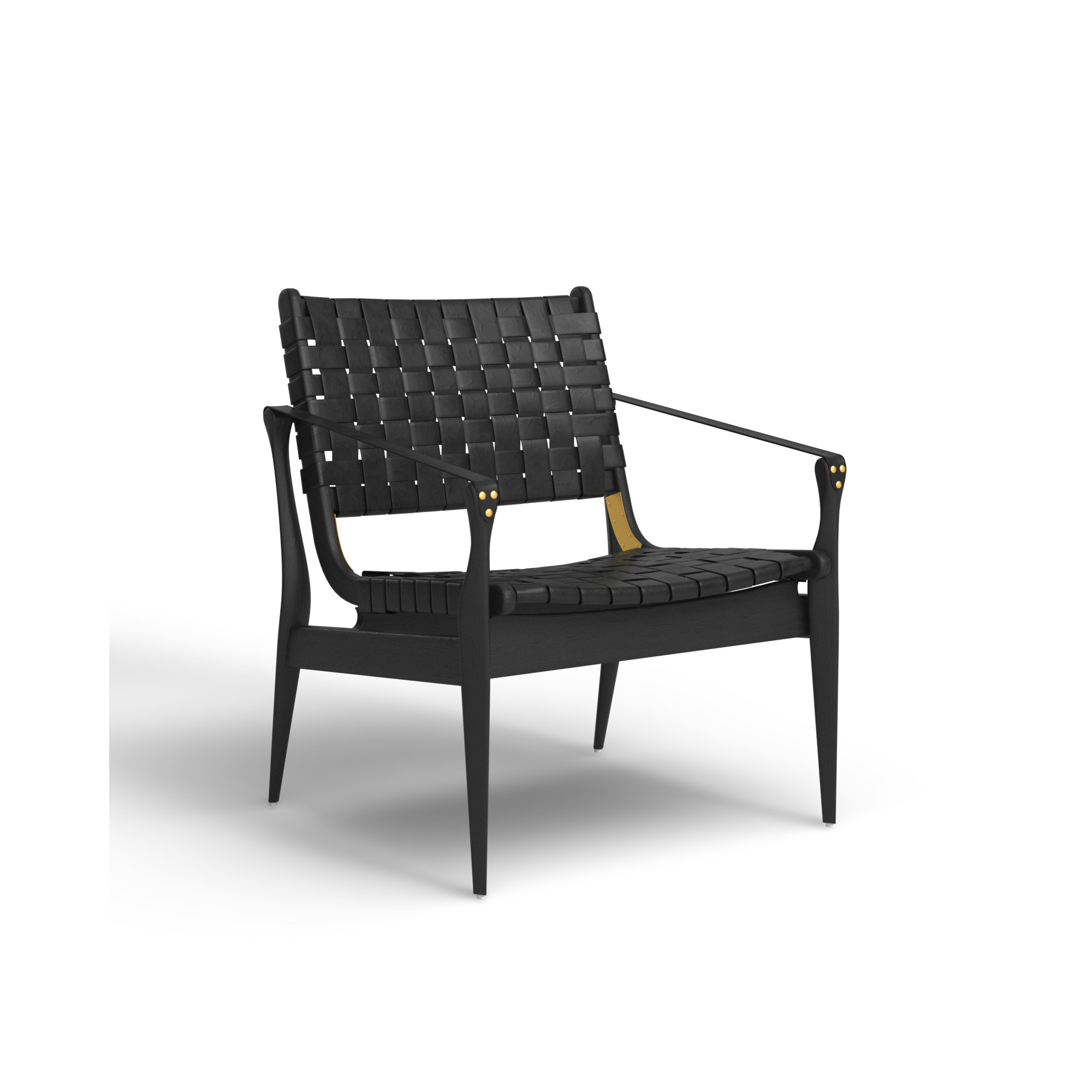 Kenan Upholstered Armchair, Black, Black Genuine Leather