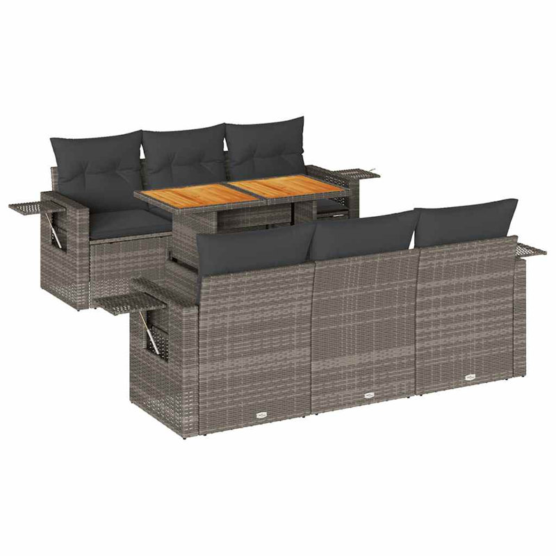  Ensemble de canapé de jardin modulaire en rotin PE gris