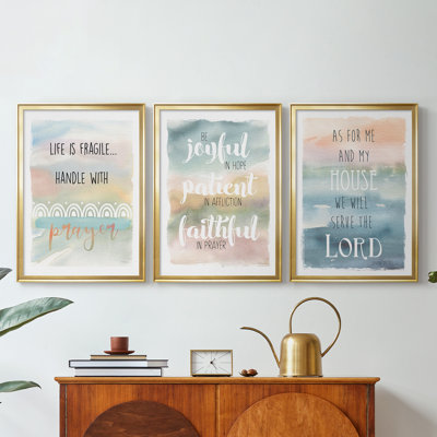 Poignée avec prière - Toile tendue avec châssis sur mesure - 3 pièces