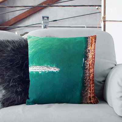 Boat In Abstract Square Throw Cushion