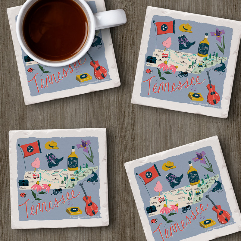 Tennessee Home 4 Piece Tumbled Tile Coasters
