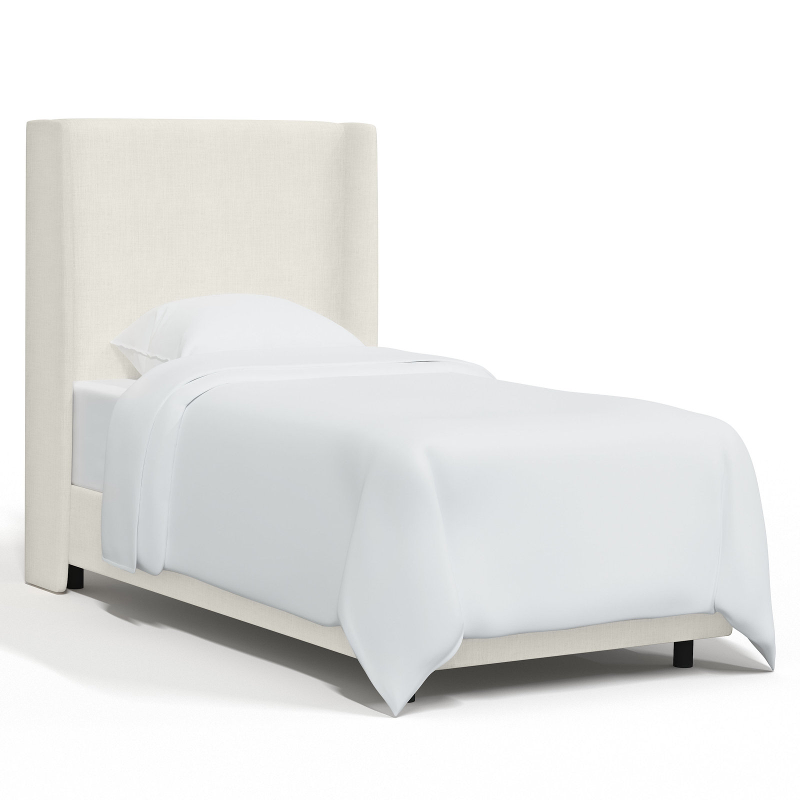Tilly Upholstered Wingback Bed, Zuma White Textured Linen, Twin