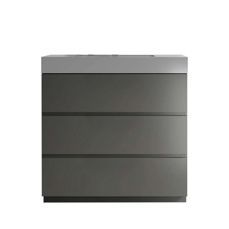 Ensemble de meuble-lavabo simple 36 po, Blanc / gris