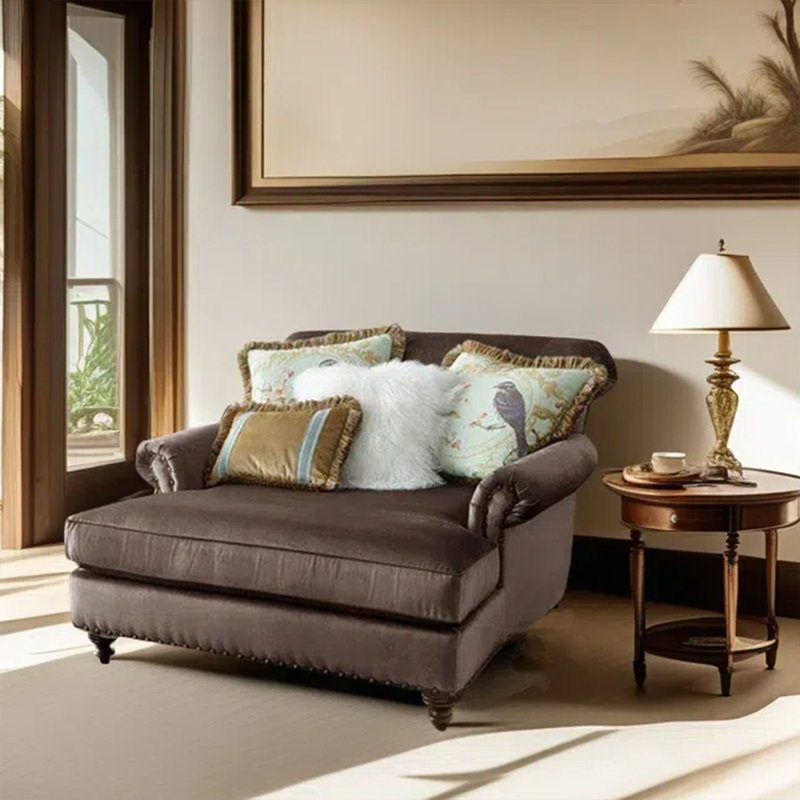 Chaise longue en flanelle élégante et décontractée, Café clair
