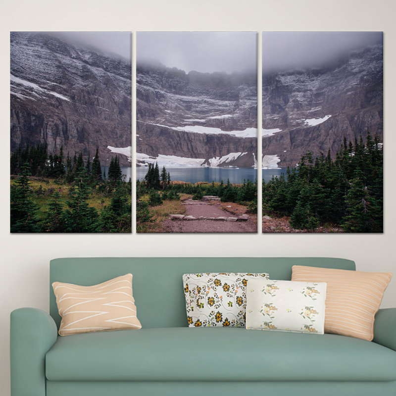 Superbe œuvre d'art sur toile de paysage de lac Iceberg, toile tendue 3P, 23,6 po H x 47,2 po l
