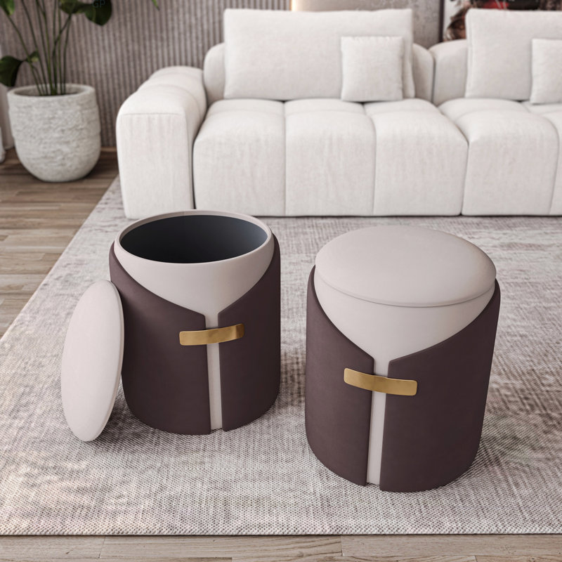 Repose-pieds deux tons avec rangement ou tabouret de coiffeuse