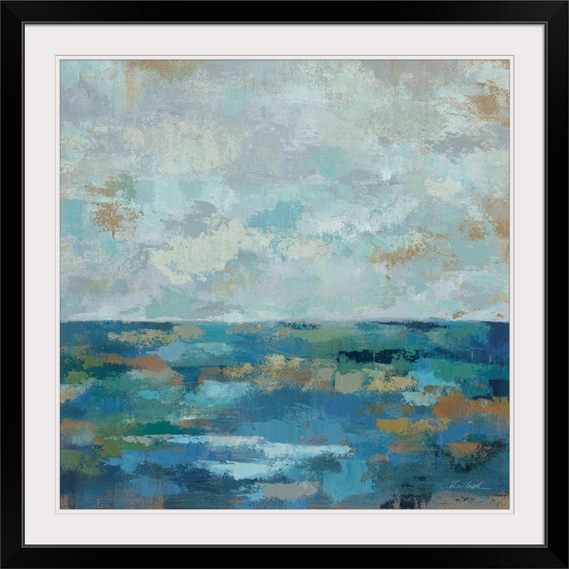«Seascape Sketches I» par Silvia Vassileva - impression, Cadre noir, H 24 po x l 24 po x P 1 po