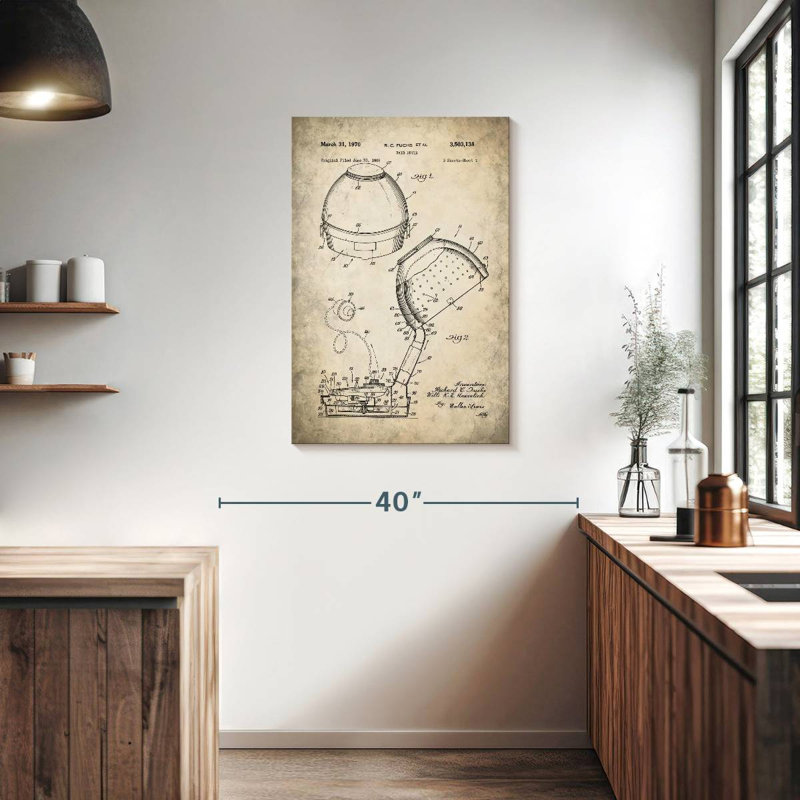 Hair Dryer 1970 Patent, 36" H x 24" W