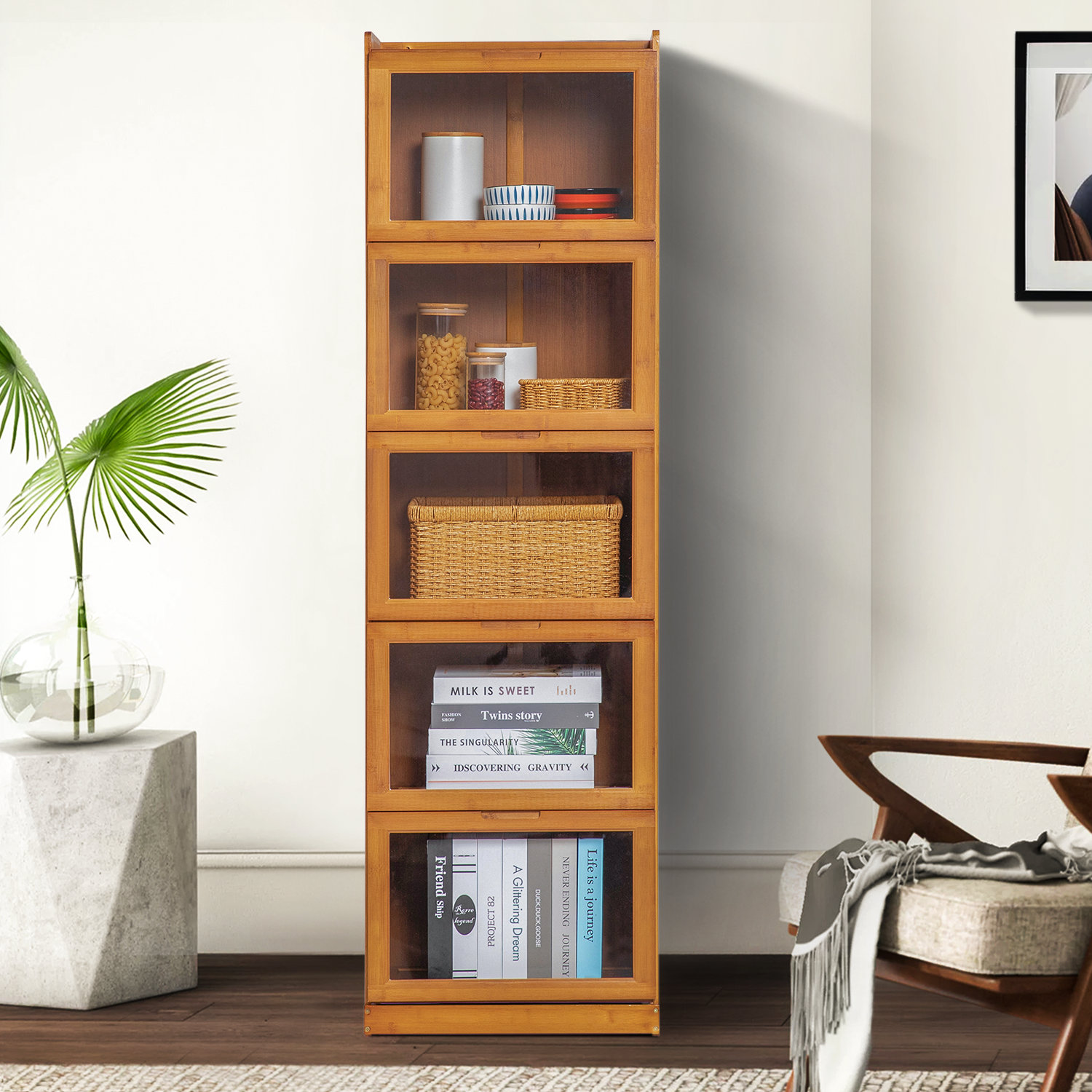 https://assets.wfcdn.com/im/02665453/compr-r85/2044/204481192/narrow-5-tiers-bamboo-standard-bookshelf-with-acrylic-doors-display-storage-cabinet-for-home.jpg