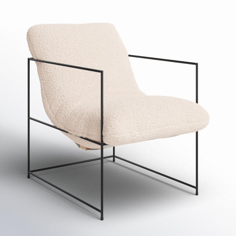 Giulietto Upholstered Armchair, Cream Faux Sherling