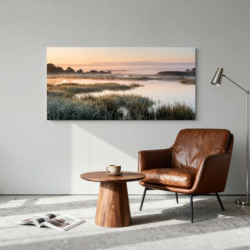 Ensemble de 1 tableau sur toile « Aube brumeuse », L 48 po x H 24 po, Wrapped Canvas