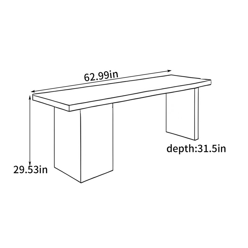 Bureau moderne et minimaliste, H 29,53 po x l 62,99 po x P 31,5 po