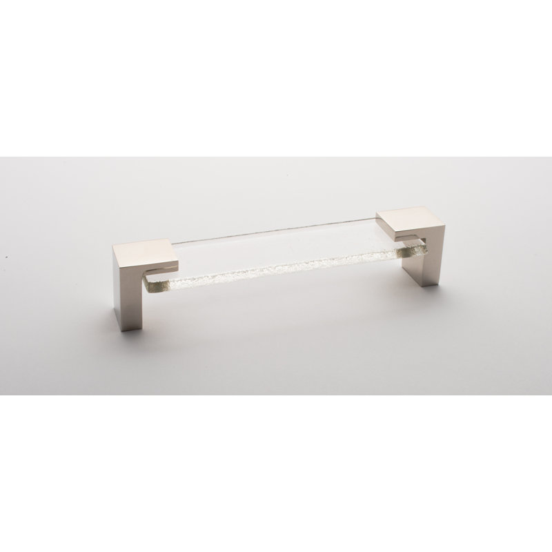 Affinity 5.625" Center to Center Bar Pull, Polished Nickel/Clear