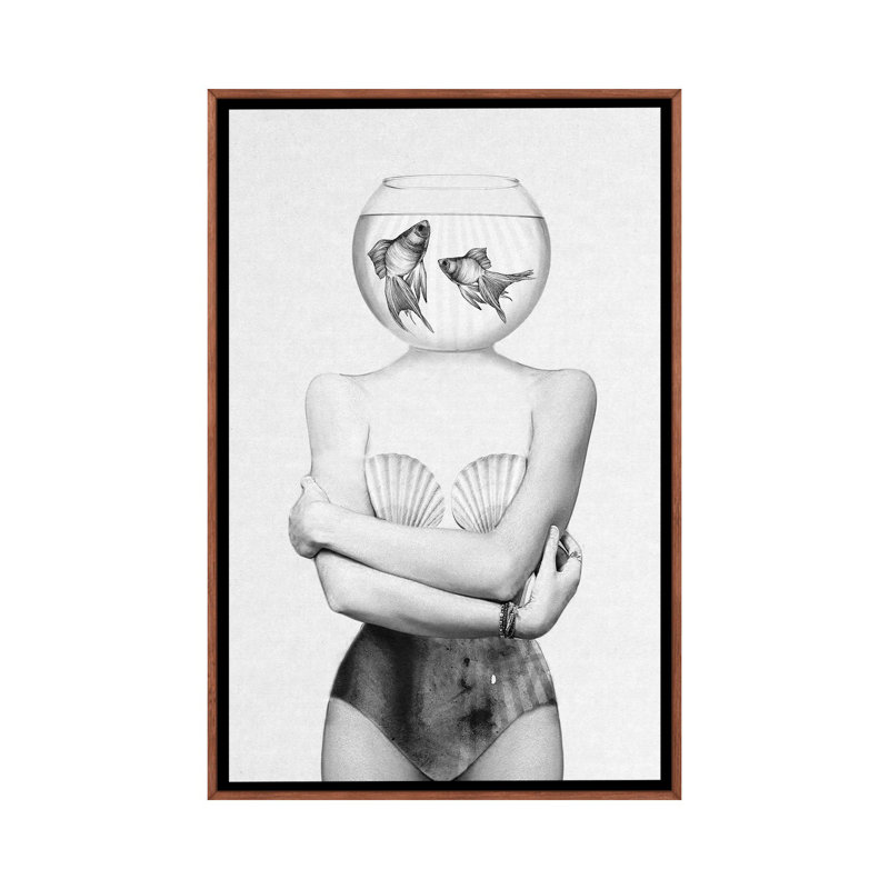 Pisces by Jenny Rome - Print on Canvas, 101.6 cm H x 66.04 cm W, Classic Brown Wood Framed