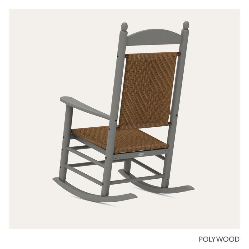 POLYWOOD Rocker Jefferson Woven Rocking Chair, Gray/Tigerwood