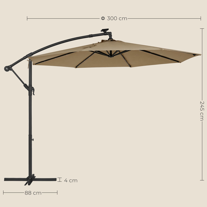 Piqua 300cm Lighted Market Parasol, Taupe