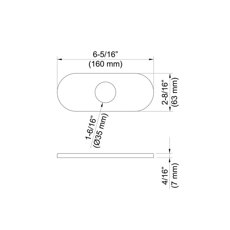 Couvercle de trou de robinet de salle de bain 6 po, Nickel brossé