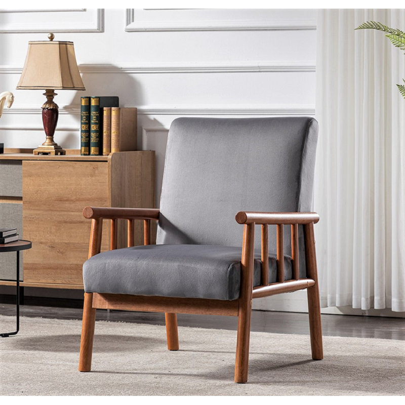 Gerame Velvet Armchair, Gray