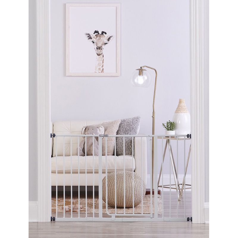 Extra Wide White Metal Walk-Through Baby Gate