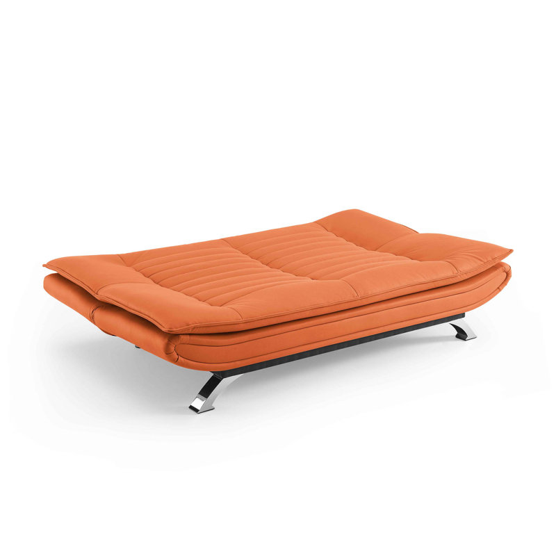 Bridglal 196.1Cm Wide Tight Back Convertible Sofa, Orange 100% Polyester