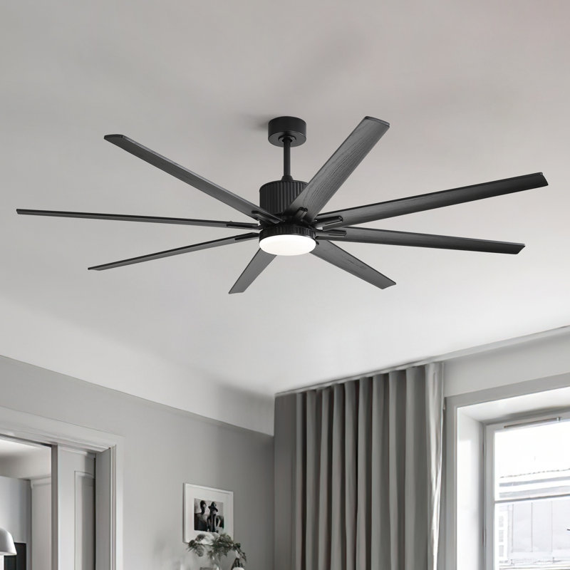 Brixham 76" 8- Blade LED Smart Chandelier Ceiling Fan with Remote Control and Light Kit Included, Black