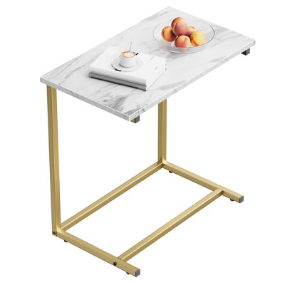 Gilsum C-Shaped End Table, TV Tray for Living Room, Side Table Nightstand for Sofa Side, Breakfast Table for Bed Side