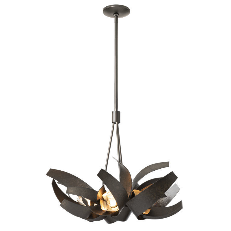 Luminaire suspendu géométrique unique à 6 lumières Corona, Fumée foncée