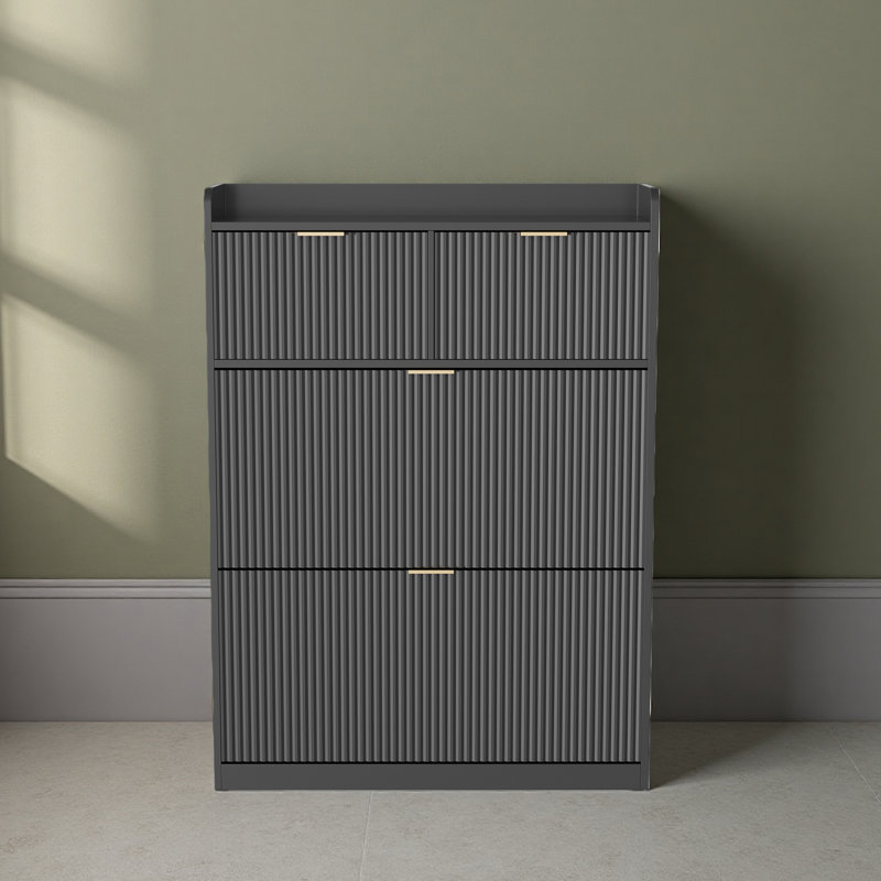 16 Pair Shoe Storage Cabinet, Black