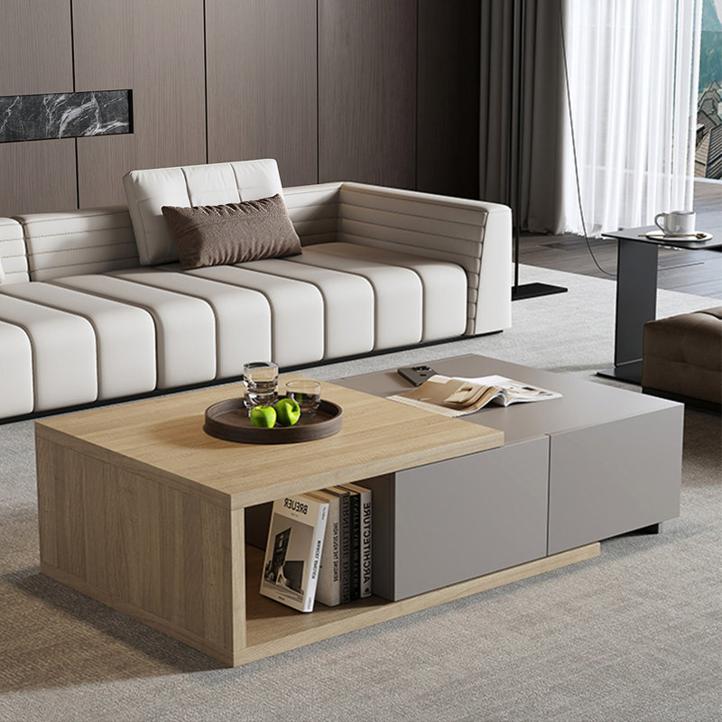 Table basse pliante moderne et minimaliste, Couleur originale du bois / kaki