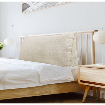 Sit-up Back Comfort Linen-look Textured Ivory Bed Rest Headboard Wedge Reading Pillow Back Support Compression